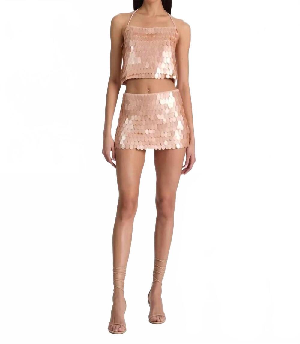 NEW ALICE + OLIVIA grazi paillette top in rose tan